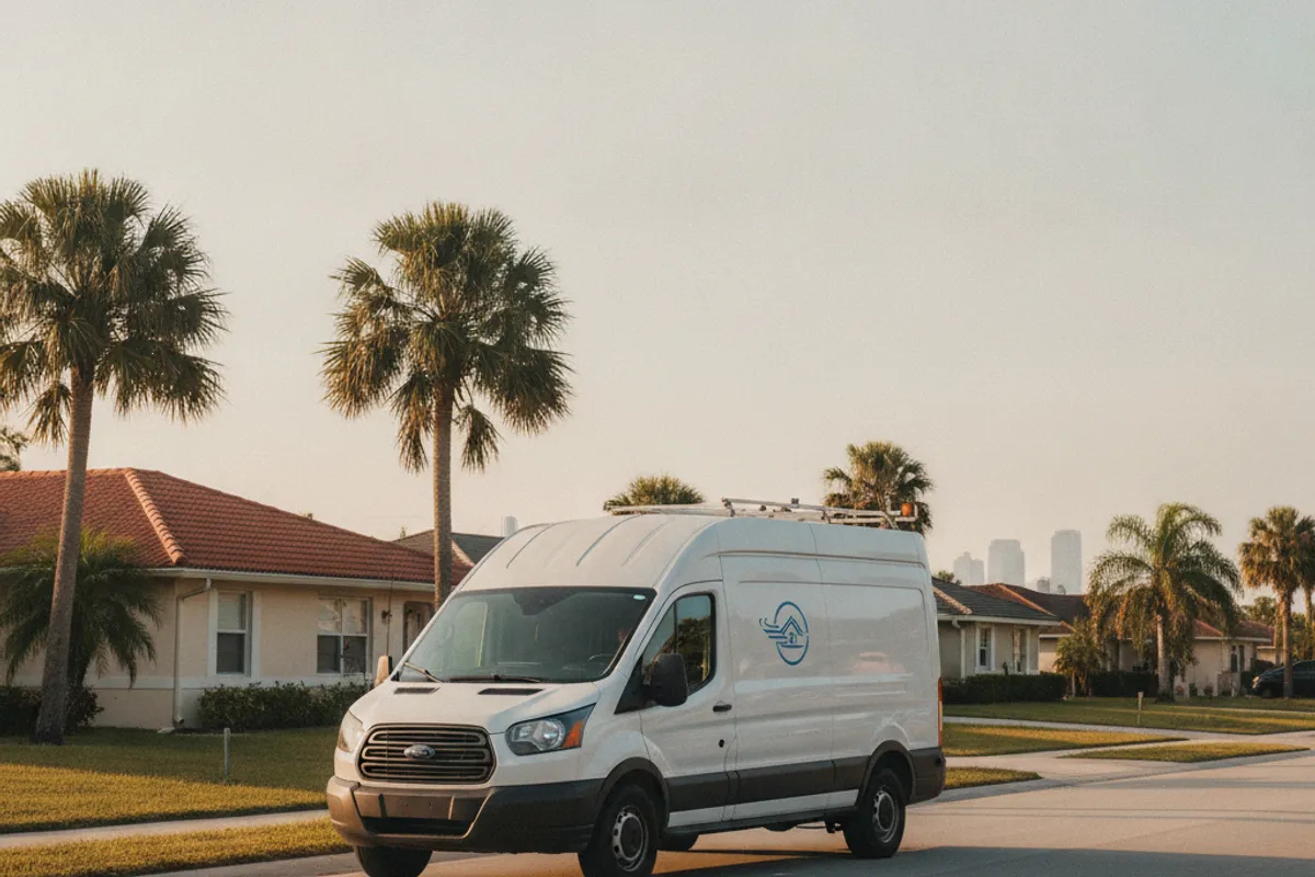 Map-style illustration of Tampa Bay HVAC service areas